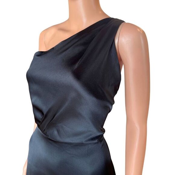 NWT Rachel Parcell Black One Shoulder Slit Midi Dress - Picture 3 of 6